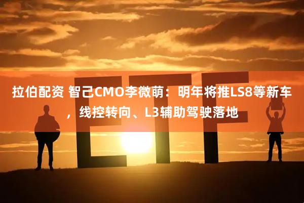拉伯配资 智己CMO李微萌：明年将推LS8等新车，线控转向、L3辅助驾驶落地